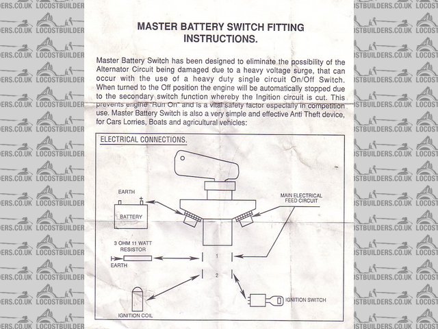 Basic wiring diagram for the FIA version of the battery cut off switch.